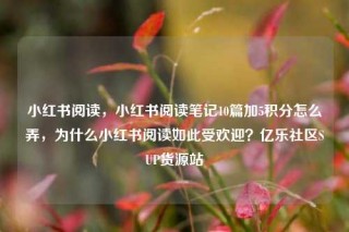 小红书阅读，小红书阅读笔记10篇加5积分怎么弄，为什么小红书阅读如此受欢迎？亿乐社区SUP货源站